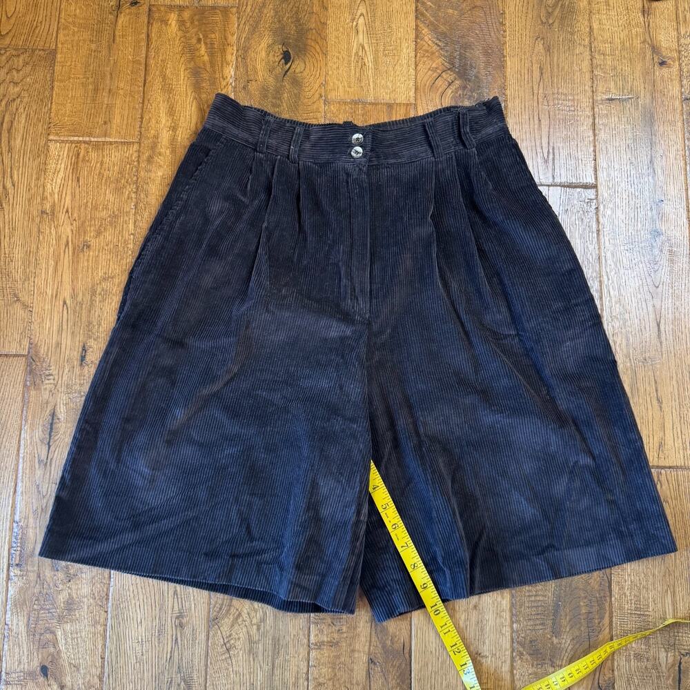 VTG Counterparts Corduroy Pleated Shorts Women's Size 16 Brown 10" Inseam - Picture 5 of 6